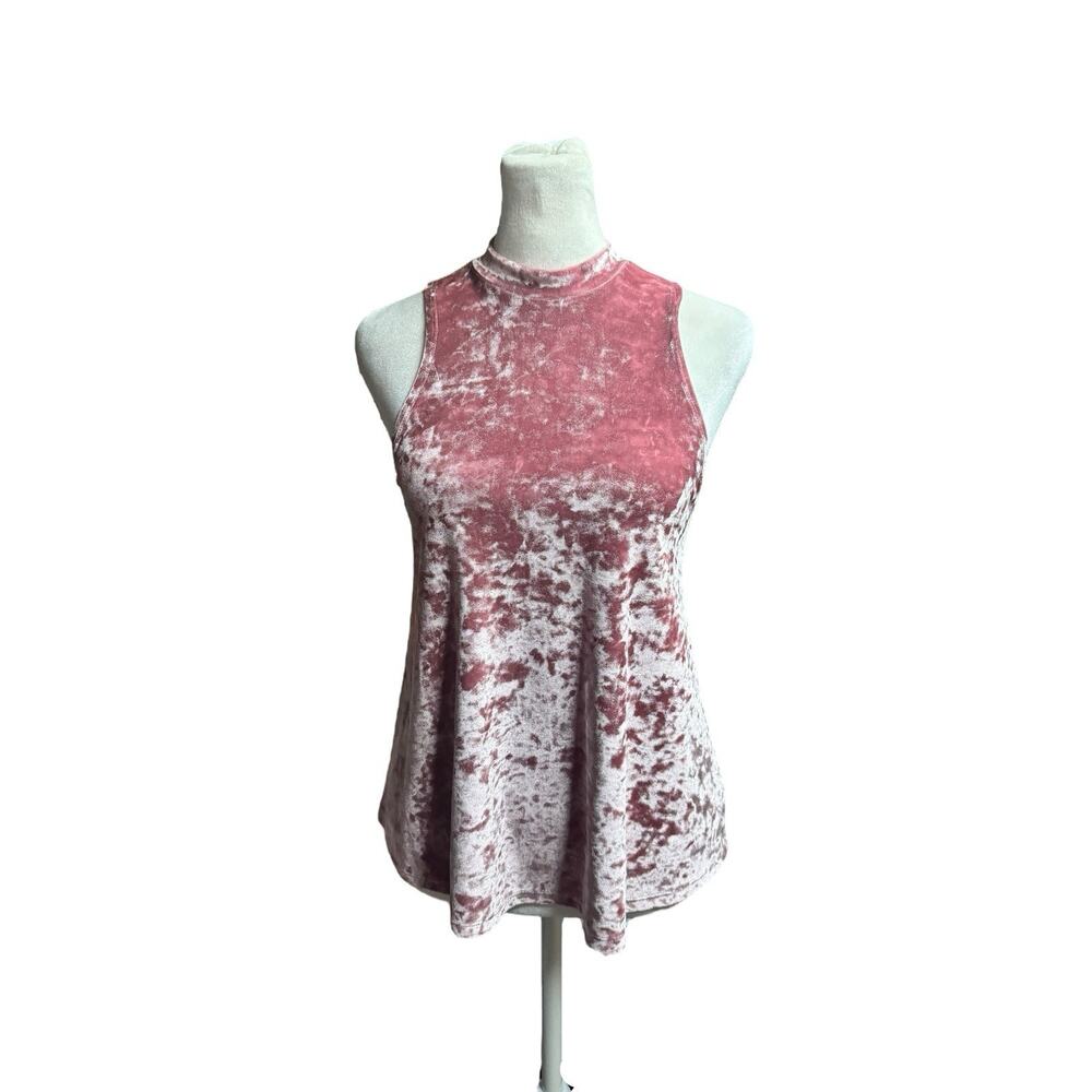 Vintage Y2K Pink Crushed Velvet Romantic Fairy Grunge Boho Glam Top Size XS